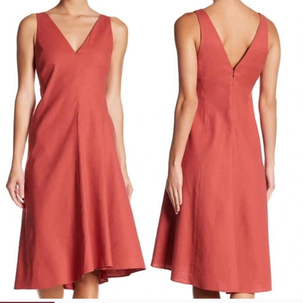 Theory Tadayon Stretch Midi Dress V-Neck Sz 4 - Picture 1 of 8